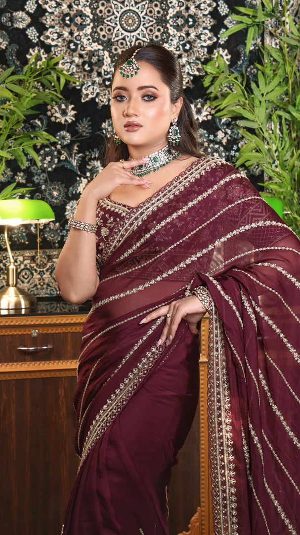 Wine Saree Blouse