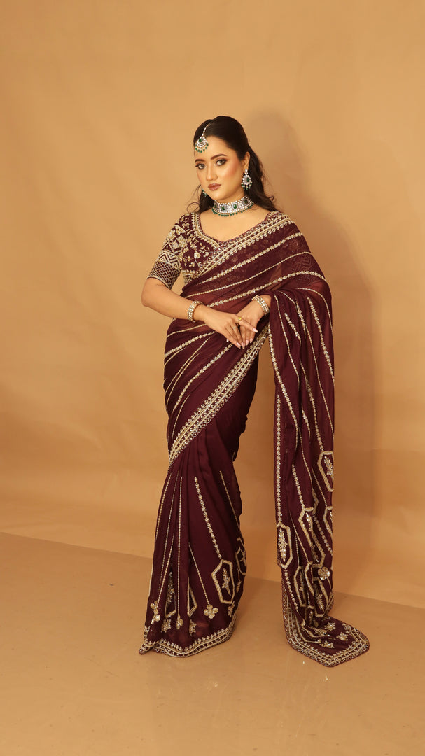 Wine Saree Blouse