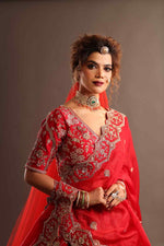 Load image into Gallery viewer, Red Bridal Lehenga
