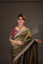 Load image into Gallery viewer, Olive Green Saree
