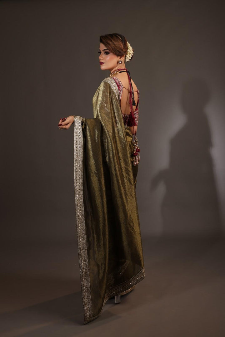 Olive Green Saree
