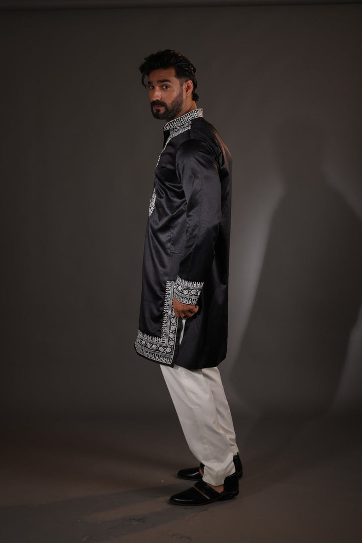 Black and White Kurta Set