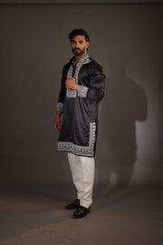 Black and White Kurta Set
