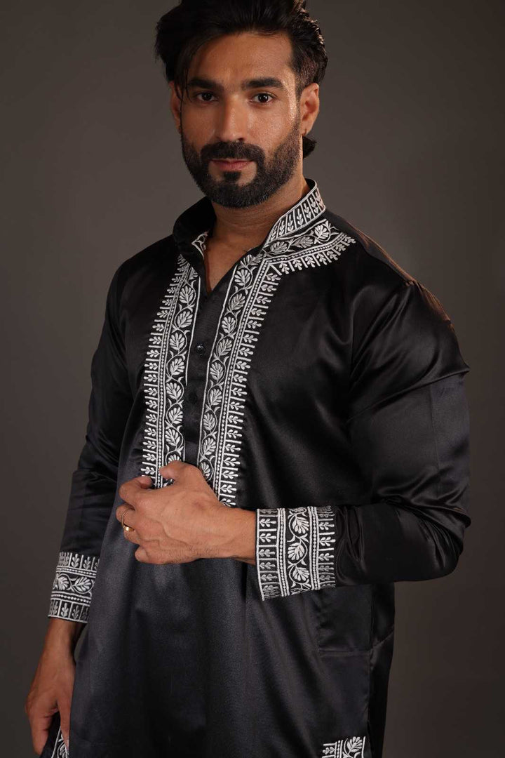Black and White Kurta Set