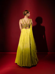 Green Shaded Crop Top Skirt Set