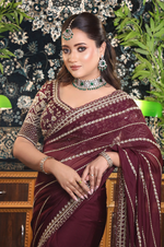 Load image into Gallery viewer, Wine Saree Blouse
