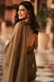 Olive green saree blouse