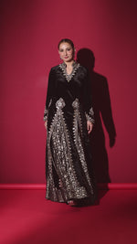 Load and play video in Gallery viewer, Black Indo-Western Long Dress
