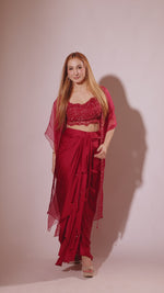 Load and play video in Gallery viewer, RED LUNGI SET

